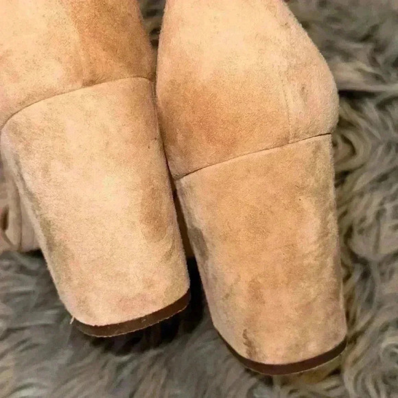 Sam Edelman Odila Scalloped Heel Sandals Camel Suede Nude Size 10 - Picture 8 of 11